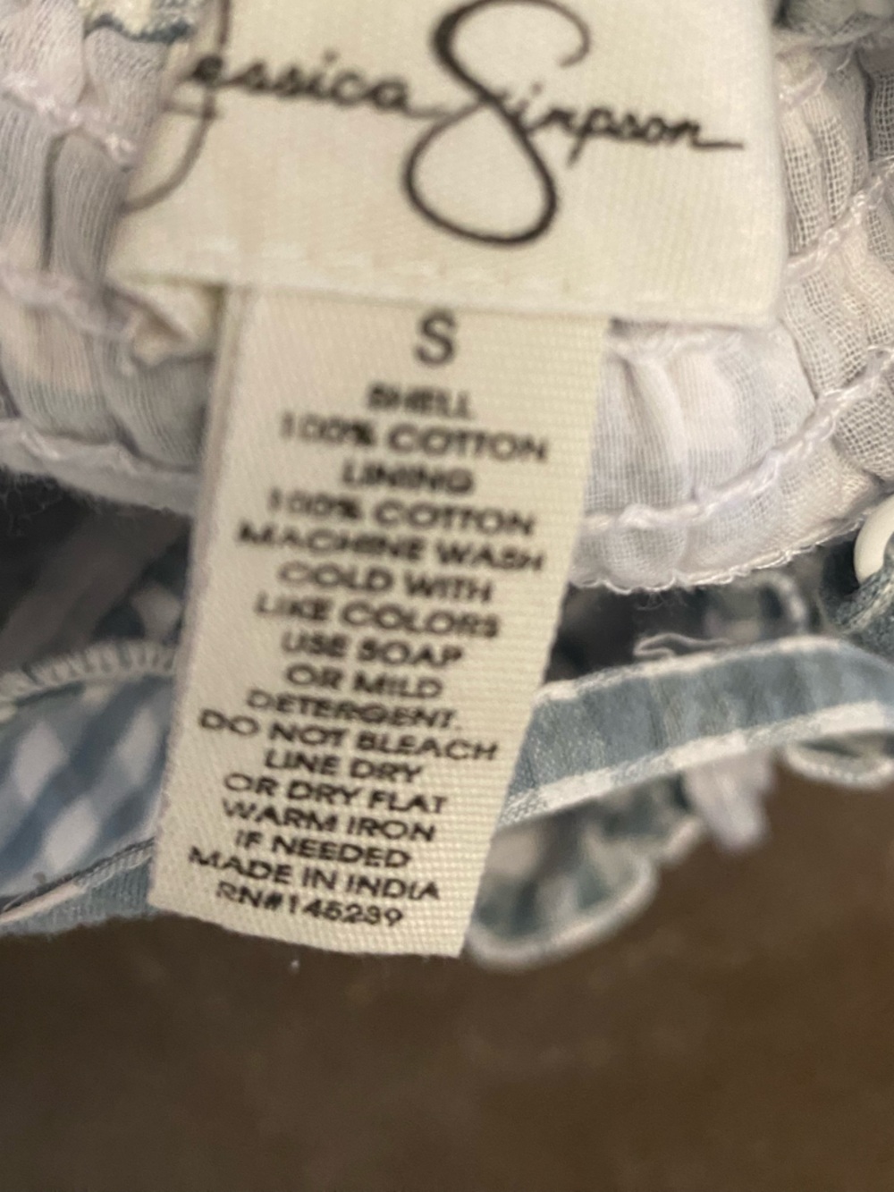 Jessica Simpson Light Blue and White Gingham Spaghetti Strap Dress - Picture 4 of 4